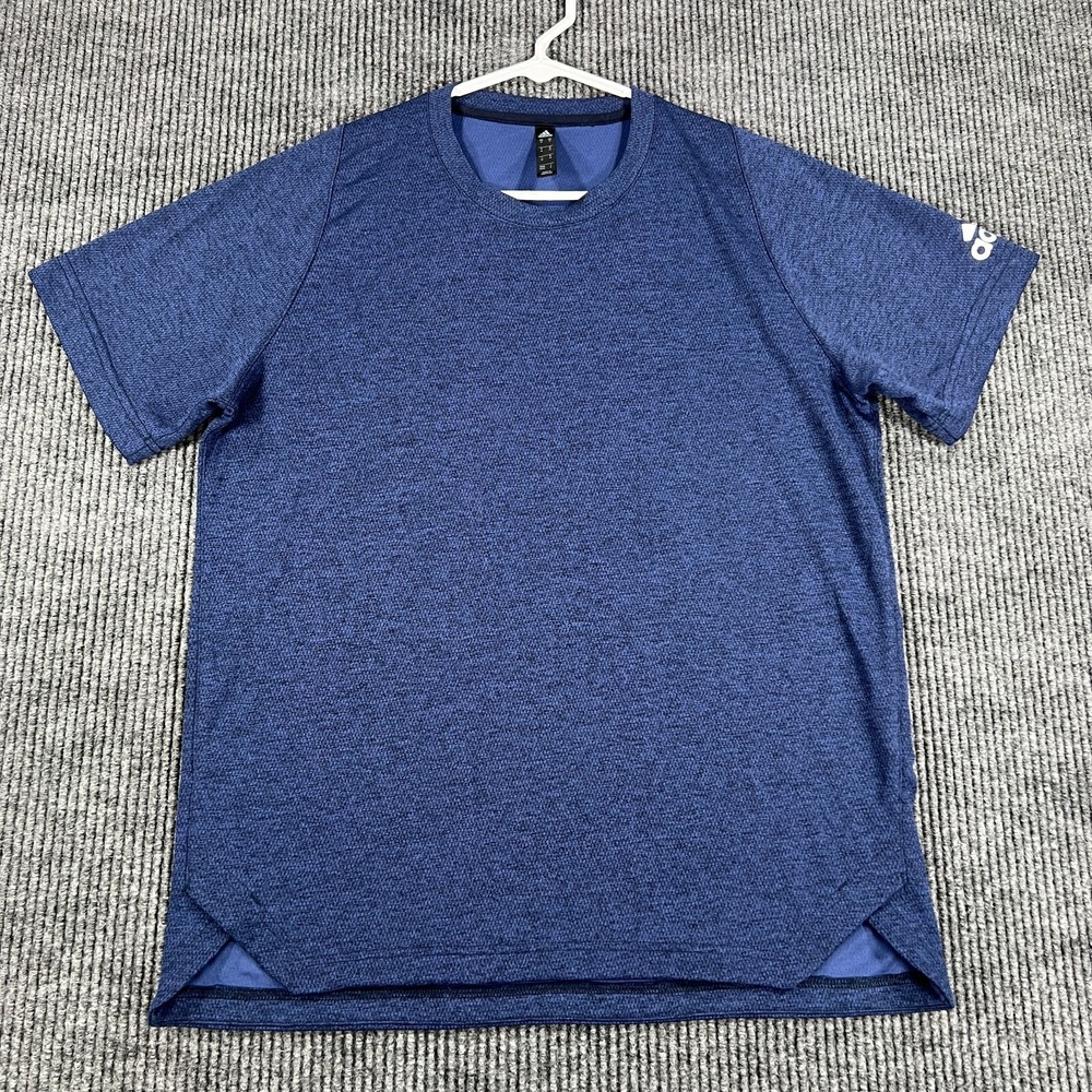 Adidas‎ Shirt Mens Medium Blue Short Sleeve Active Training Workout Casual Gym